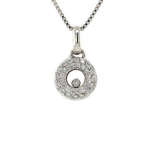 Witgouden hanger met diamant 18 krt, Sieraden, Tassen en Uiterlijk, Kettinghangers, Wit, Zo goed als nieuw, Goud, Verzenden
