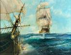 Paul Richardson. (XX) - A sea battle with galleons, Antiek en Kunst