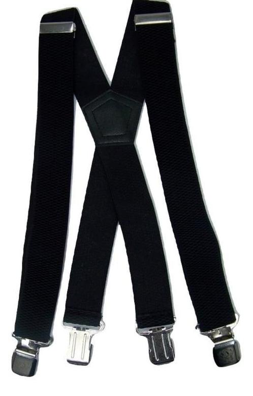 Zwarte Heavy Duty Bretels met 4 extra sterke stalen clips, Kleding | Heren, Riemen en Ceinturen, Nieuw, Verzenden