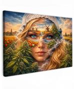 Canvas Schilderij Cannabis Portret Hollandse Molens, Ophalen of Verzenden, Nieuw, Schilderij, Oorspronkelijke maker