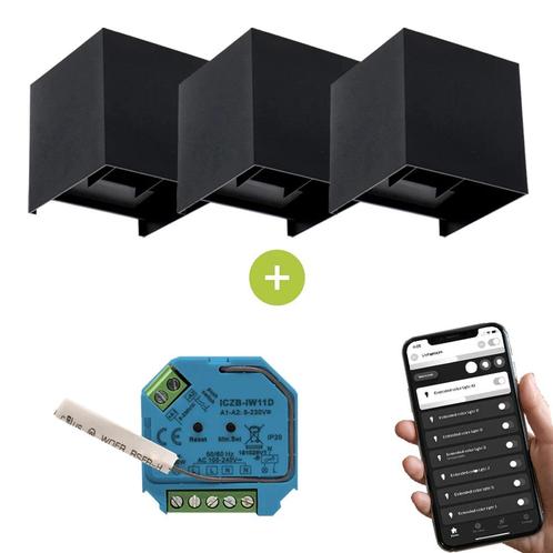 Smart | LED Cube Wandlamp 6W | DIMBAAR | IP65 | zwart, Huis en Inrichting, Lampen | Wandlampen, Nieuw, Metaal, Ophalen of Verzenden