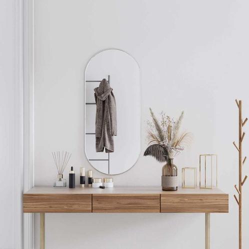 vidaXL Wandspiegel 100x45 cm ovaal zilverkleurig, Huis en Inrichting, Woonaccessoires | Spiegels, Nieuw, Verzenden