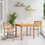 vidaXL Tuin Eetset 3 pcs Grijs Poly riet, Verzenden, Nieuw, Rotan