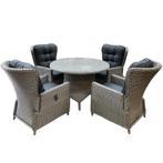 Marina Riccione dining tuinset 110 cm rond 5-delig grijs, Ophalen of Verzenden, Nieuw, Wicker