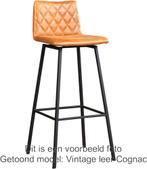 Set van 8 Cognac leren industriële barkrukken - Vintage Leer, Huis en Inrichting, Stoelen, Nieuw, Vijf, Zes of meer stoelen, Modern