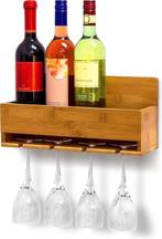 2dekans | SoBuy - Wandgemonteerd wijnrek met glazenhouder -, Ophalen of Verzenden, Zo goed als nieuw