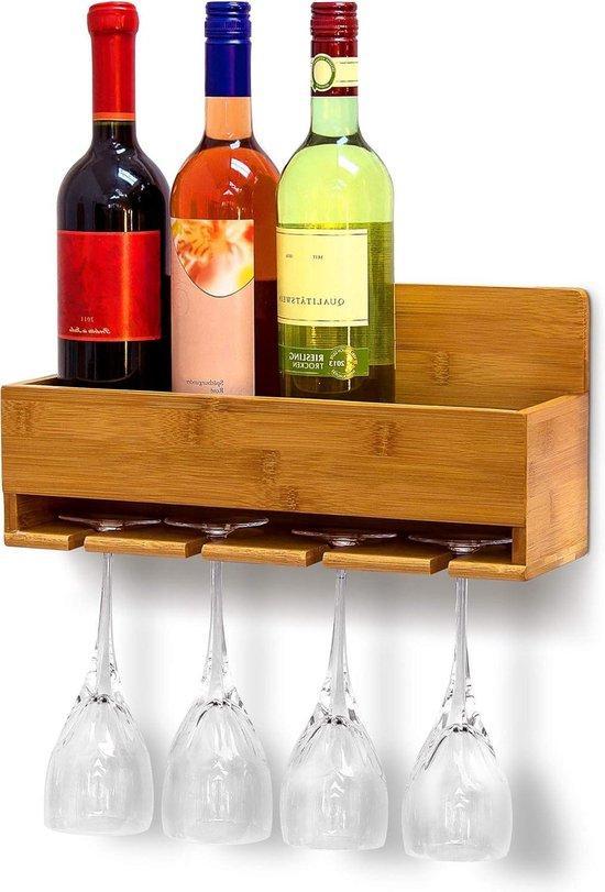 2dekans | SoBuy - Wandgemonteerd wijnrek met glazenhouder -, Huis en Inrichting, Woonaccessoires | Wijnrekken, Zo goed als nieuw