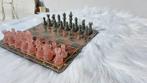Schaakspel - Pyriet (Peru), Aardbei-kwarts (Brazilië), Hars, Antiek en Kunst
