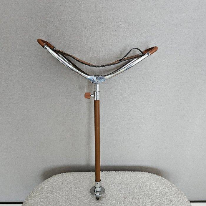Wandelstok - Met zitje in hoogte verstelbaar - Staal, Leder, Antiek en Kunst, Curiosa en Brocante