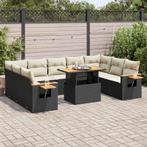 vidaXL 10-delige Loungeset met kussens poly rattan acacia, Verzenden, Nieuw, Rotan, Loungeset