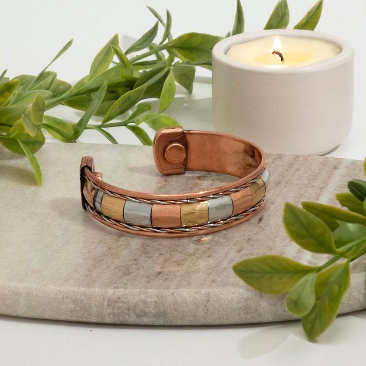 Koperen gezondheids-klemarmband met 2 magneten, Sieraden, Tassen en Uiterlijk, Armbanden, Ophalen of Verzenden