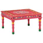 vidaXL Salontafel handbeschilderd massief mangohout roze, Huis en Inrichting, Verzenden, Nieuw, 50 tot 100 cm, Minder dan 50 cm