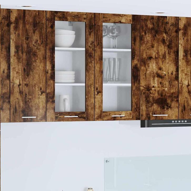 vidaXL Hangkast Riga 2 pcs Gerookt eiken 40 x 31 x 80 cm, Huis en Inrichting, Keuken | Keukenelementen, Bruin, Nieuw, Verzenden