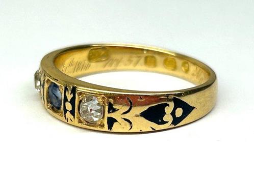 Ring - 18 karaat Geel goud Diamant (Natuurlijk) - Saffier -, Sieraden, Tassen en Uiterlijk, Ringen
