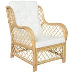 vidaXL Stoel met kussen natuurlijk rattan en linnen, Huis en Inrichting, Verzenden, Nieuw, Riet of Rotan, Minder dan 150 cm