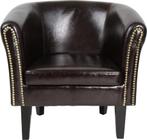 Chesterfield fauteuil - Donkerbruin - 70 x 58 x 71 cm, Huis en Inrichting, Stoelen, Verzenden, Nieuw