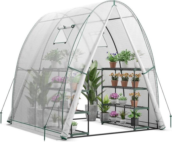 COSTWAY Foliekas, broeikas met all-weather PE-afdekking, rol, Huis en Inrichting, Woonaccessoires | Overige, Zo goed als nieuw