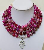 Natural Agata Fucsia uit Brazilië (12 mm) en Mano de Fátima, Antiek en Kunst