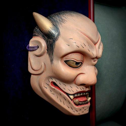 RARE!! Excellent Quality Japan Wooden Noh Mask of YAKAN (, Antiek en Kunst, Antiek | Overige Antiek