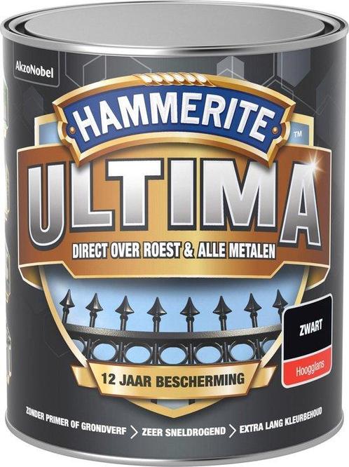 Hammerite ultima metaallak 3 in 1 hoogglans, 750 ml, zwart, Doe-het-zelf en Verbouw, Verf, Beits en Lak, Nieuw, Verzenden