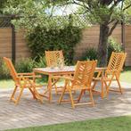 vidaXL Tuin Eetset 5 pcs Bruin Massief acaciahout, Tuin en Terras, Verzenden, Nieuw