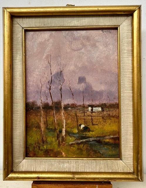 Lorenzo Gignous (1862-1958) - Paesaggio con figura, Antiek en Kunst, Kunst | Schilderijen | Klassiek