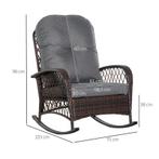 TRUUSK Outsunny Poly Rattan Schaukelstuhl mit Kissen 75 x 10, Verzenden, Nieuw