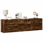vidaXL Tv-meubel met LED 180x34x50 cm bewerkt hout gerookt, Huis en Inrichting, Kasten | Televisiemeubels, Verzenden, Nieuw, Overige houtsoorten