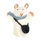 Vilten handpop muis wit met tas 3D - 24 cm NIEUW, Kinderen en Baby's, Speelgoed | Poppen, Nieuw, Ophalen of Verzenden