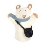 Vilten handpop muis wit met tas 3D - 24 cm NIEUW, Ophalen of Verzenden, Nieuw