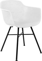 2dekans | Kick Set van 4 Tuinstoelen Indy Wit - Zwart Frame, Huis en Inrichting, Ophalen of Verzenden, Zo goed als nieuw, Wit