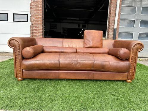 Bank BAXTER Alfred P bankstel 240cm bruin buffel leer sofa, Huis en Inrichting, Banken | Bankstellen, Rechte bank, Zo goed als nieuw