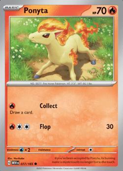 Ponyta 077/165 reverse holo pokemon 151, Hobby en Vrije tijd, Verzamelkaartspellen | Pokémon, Losse kaart, Nieuw, Foil, Ophalen of Verzenden