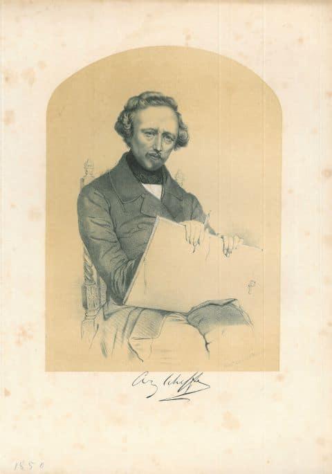 Portrait of Ary Scheffer, Antiek en Kunst, Kunst | Etsen en Gravures