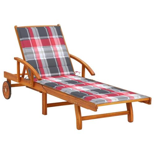 vidaXL Ligbed met kussen massief acaciahout, Tuin en Terras, Ligbedden, Nieuw, Verzenden