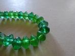 Antieke glazen ketting, groene vaseline beads, Bohemen /