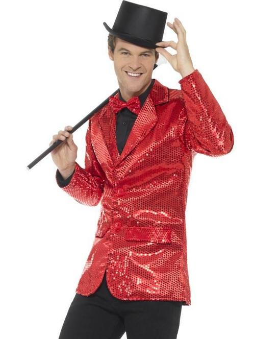 Colbert rood pailletten, Kleding | Heren, Carnavalskleding en Feestkleding, Nieuw, Ophalen of Verzenden