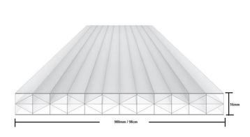 Polycarbonaat kanaalplaat TOP-X5 16mm dik |  98x250cm (BxL) beschikbaar voor biedingen