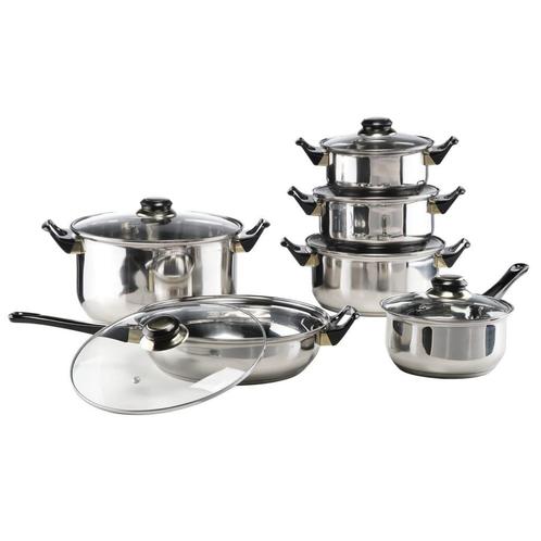 HI Kookset 12-delig RVS - Retourdeal - Vaatwasserbestendig!, Huis en Inrichting, Keuken | Potten en Pannen, Keramische plaat, Nieuw