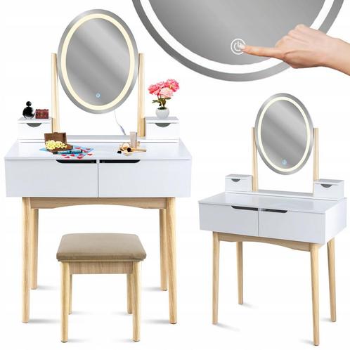 Make up tafel - kaptafel - spiegel met licht en krukje - wit, Sieraden, Tassen en Uiterlijk, Uiterlijk | Cosmetica en Make-up