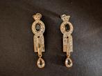 Swarovski - Beeld, Swarovski vintage oorbellen goudkleurig -