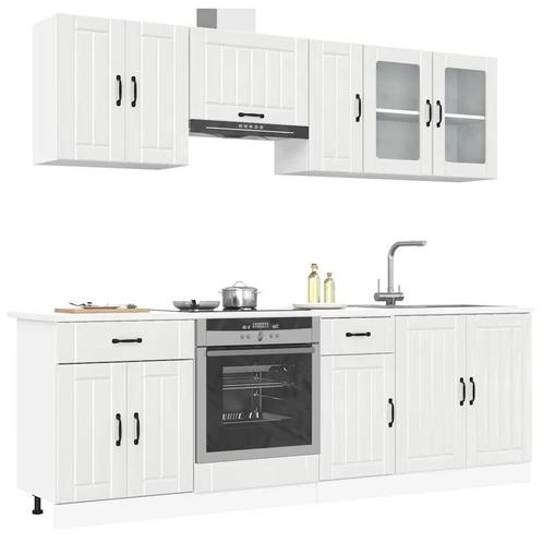 vidaXL 8-delige Keukenkastenset Lucca bewerkt hout glanzend, Huis en Inrichting, Keuken | Keukenelementen, Wit, Nieuw, Verzenden