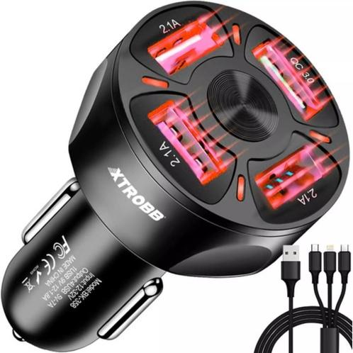 Xtrobb Auto-oplader: 4 USB-Poorten en Quick Charge voor O..., Auto diversen, Auto-accessoires, Nieuw, Ophalen of Verzenden