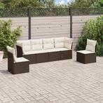 vidaXL 6-delige Loungeset met kussens poly rattan bruin, Verzenden, Nieuw, Rotan, Loungeset