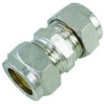 Riko P-901 Rechte Messing Knelkoppeling 22x22 Vernikkeld, Doe-het-zelf en Verbouw, Sanitair, Ophalen of Verzenden, Nieuw