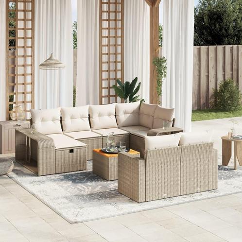vidaXL 11-delige Tuinset met kussens poly rattan beige, Tuin en Terras, Tuinsets en Loungesets, Tuinset, Nieuw, Rotan, Verzenden