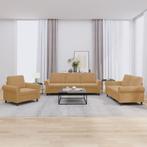 vidaXL 3-delige Loungeset met kussens fluweel bruin, Huis en Inrichting, Banken | Bankstellen, Verzenden, Nieuw, Vierpersoons of meer