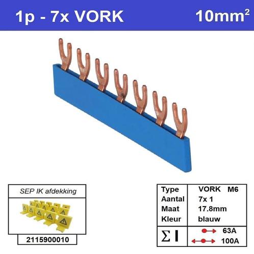 Sep kam vork M6 1 fase 7 polig 17,8mm blauw, Doe-het-zelf en Verbouw, Elektra en Kabels, Ophalen of Verzenden