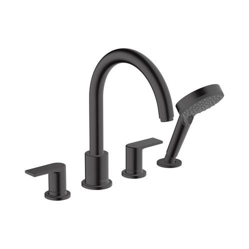 Badrandmengkraan HansGrohe Vernis Shape 4-Gats Mat Zwart, Doe-het-zelf en Verbouw, Sanitair, Kraan, Nieuw, Ophalen of Verzenden