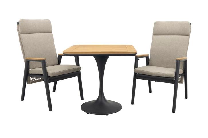 Solaro/Toscara verstelbare bistroset 80x80 cm. - Light, Tuin en Terras, Tuinsets en Loungesets, Tuinset, Nieuw, Hout, Verzenden